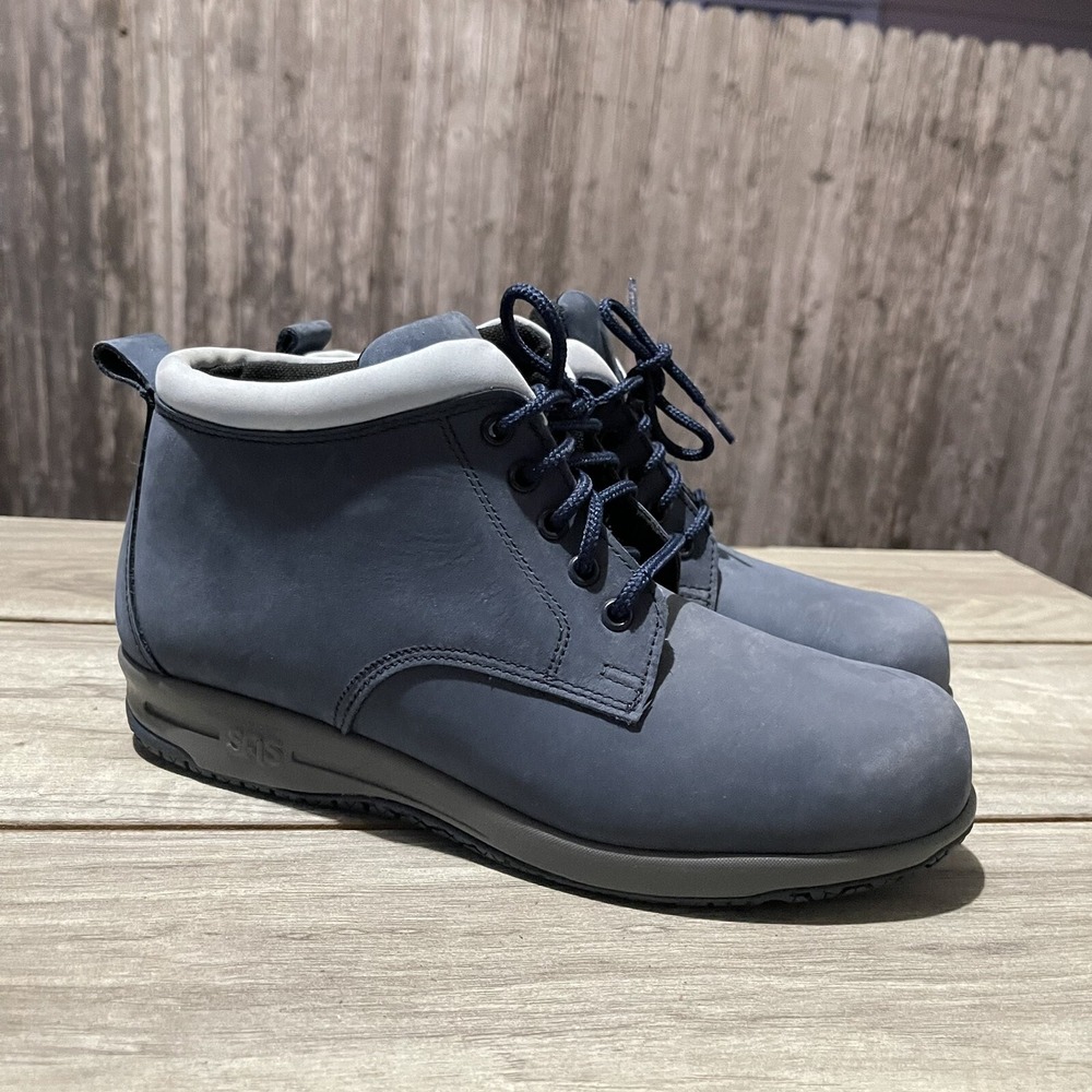 SAS Boots Gretchen Ankle Chukka Women 7 S Slim Blue‎ Leather Lace Slip Resistant
